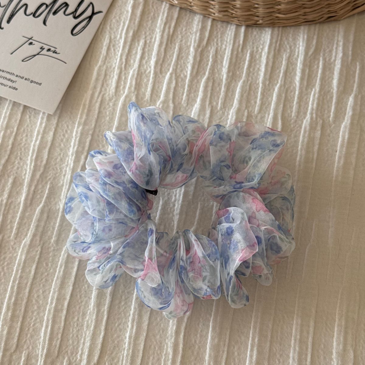 網紗碎花復古髮圈
