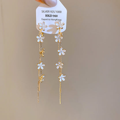 白色琺瑯花朵耳夾