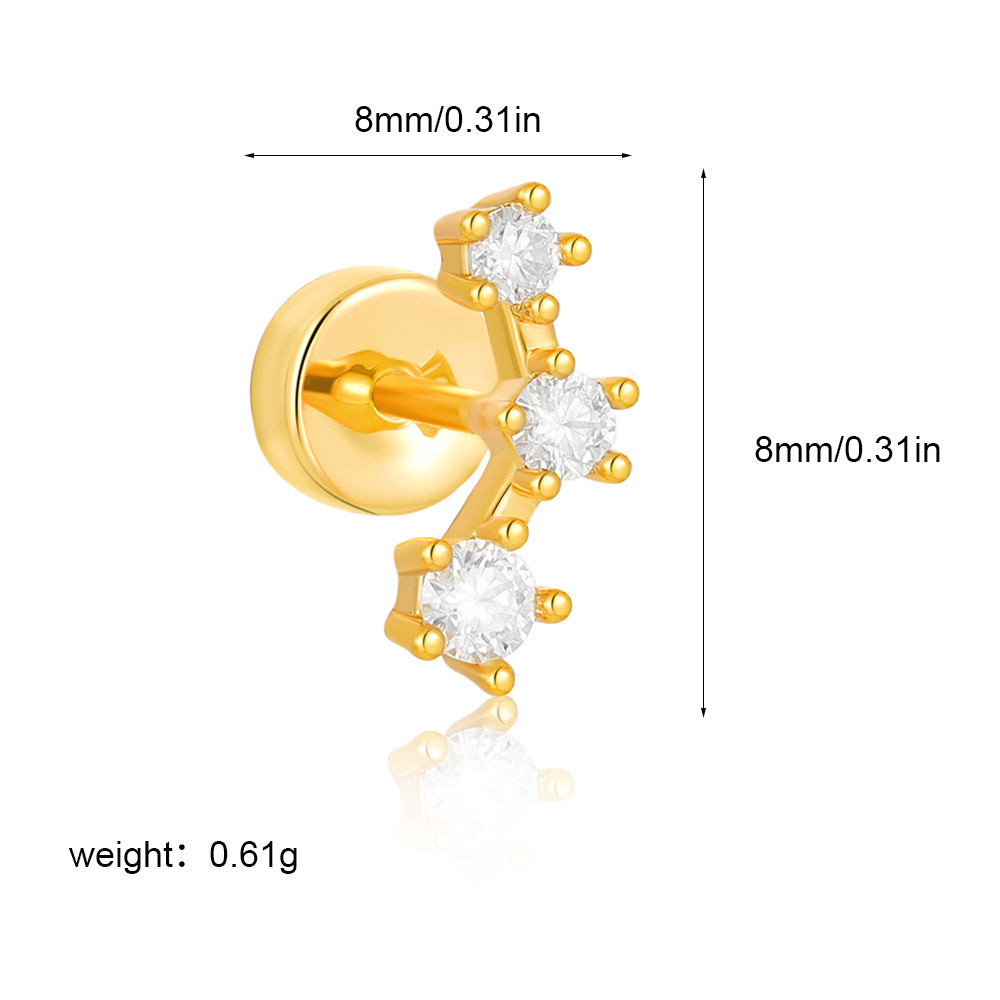 金色鋯石小巧耳釘－細節特寫95｜https://igowo.tw/