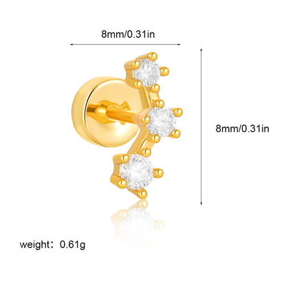 金色鋯石小巧耳釘－細節特寫95｜https://igowo.tw/