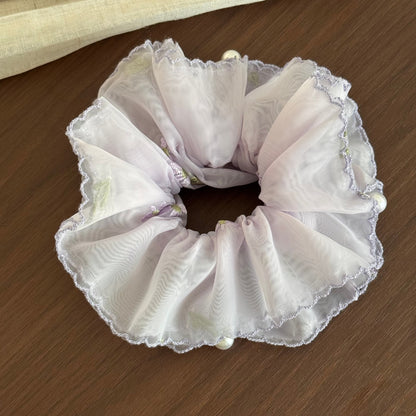 網紗大腸圈刺繡髮圈