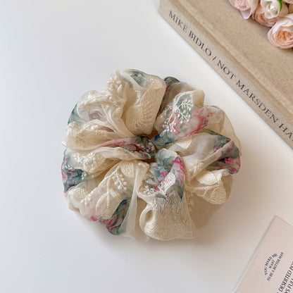 網紗大腸圈刺繡髮圈