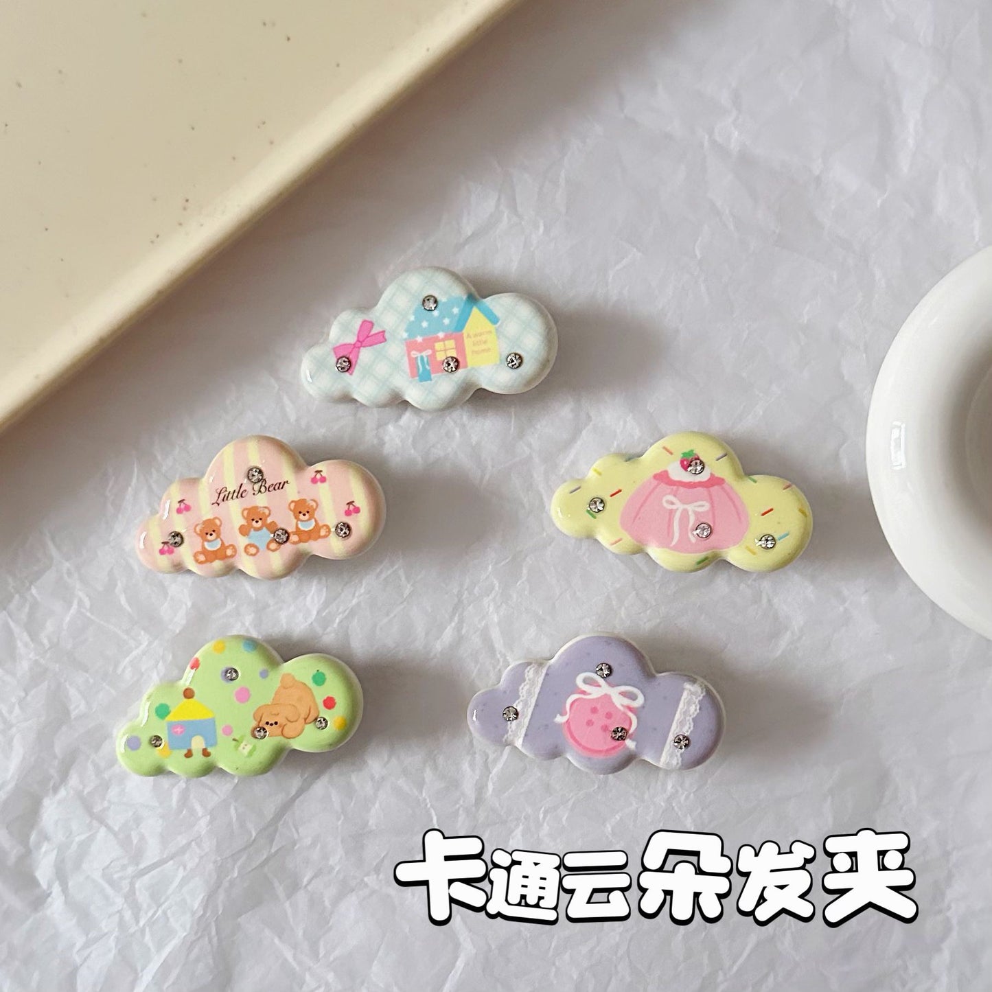 繽紛雲朵卡通髮夾－商品主圖｜https://igowo.tw/