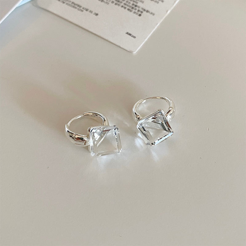 藍色琉璃幾何簡約耳環