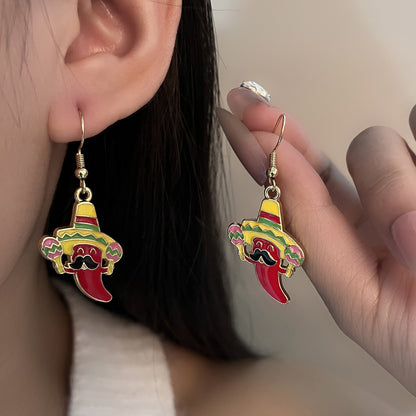 卡通寬版耳環－/紅辣椒B款實拍｜https://igowo.tw/