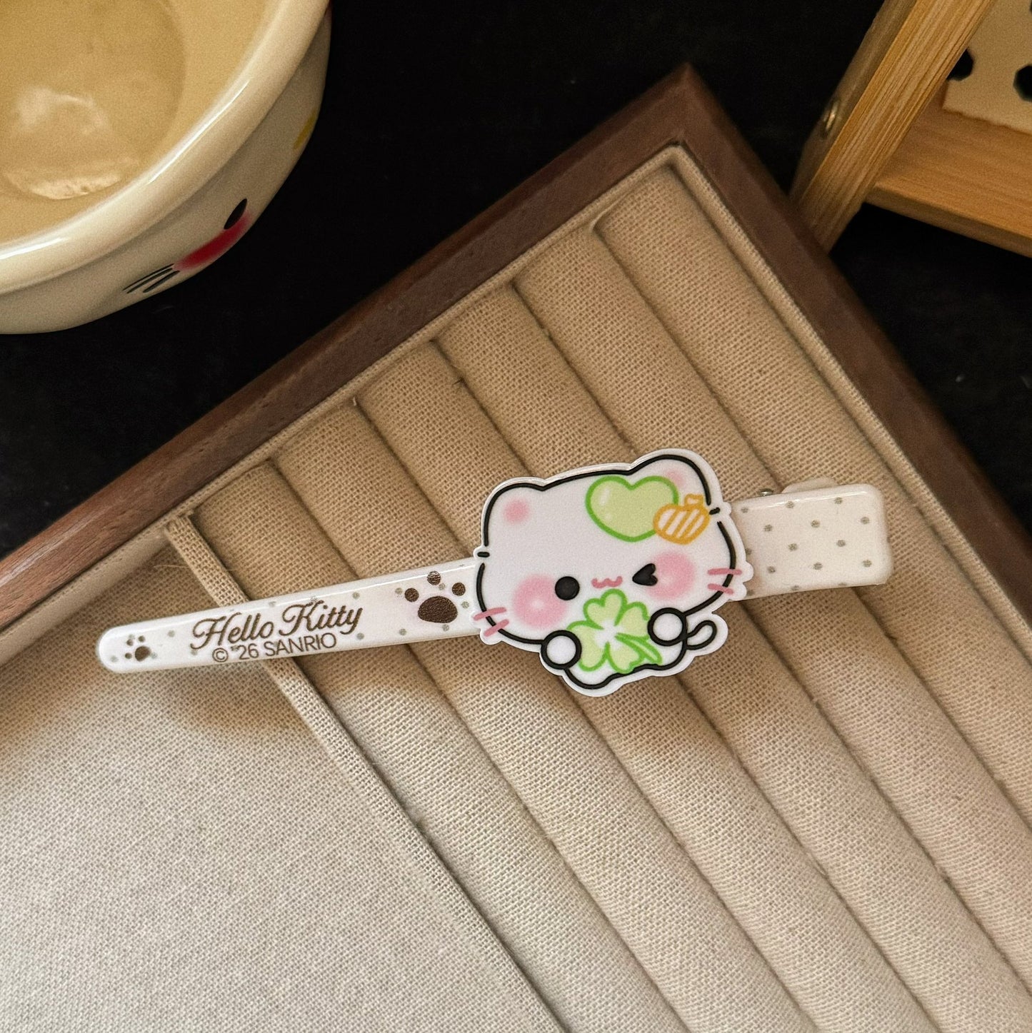 綠色貓咪水果髮夾