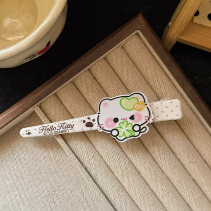 綠色貓咪水果髮夾