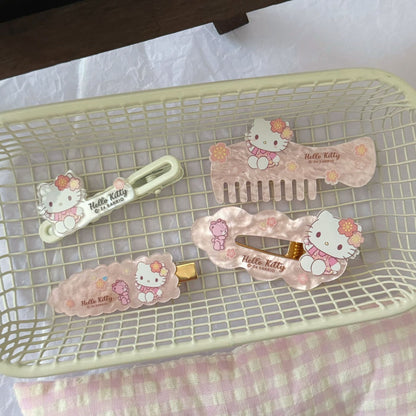 粉色壓克力貓咪髮夾－商品主圖｜https://igowo.tw/