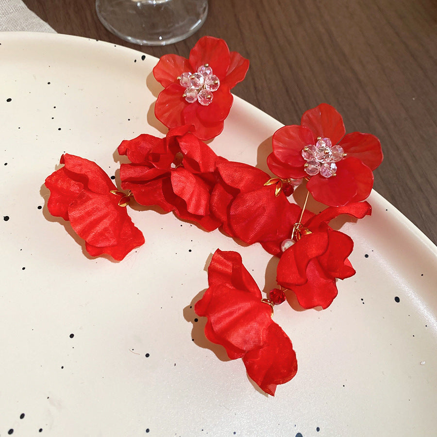 紅色花朵復古耳環－細節特寫19｜https://igowo.tw/