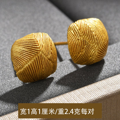 沙金扭紋復古耳釘