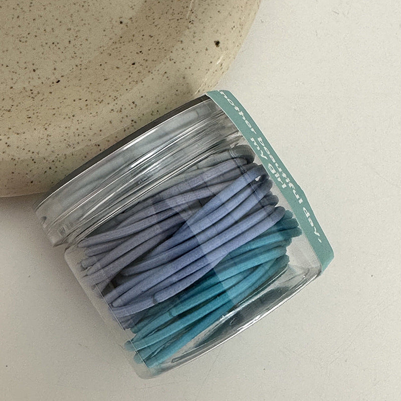 彩色彈力繩髮圈－罐裝基礎-彩虹色款細節｜https://igowo.tw/