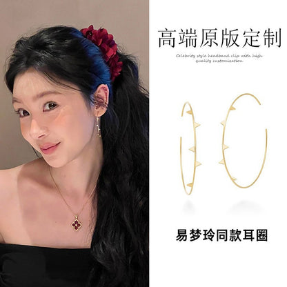 銀針跨境新款素圈幾何耳環設計感簡約輕奢耳圈時尚高級感耳飾批發