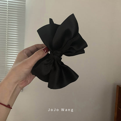 蝴蝶結簡約髮夾－黑色款實拍｜https://igowo.tw/