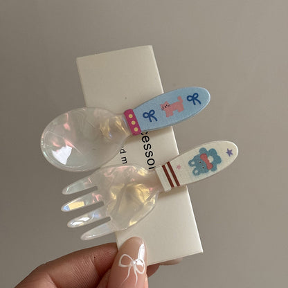 葡萄西瓜髮夾二件組－小熊+蛋糕款細節｜https://igowo.tw/