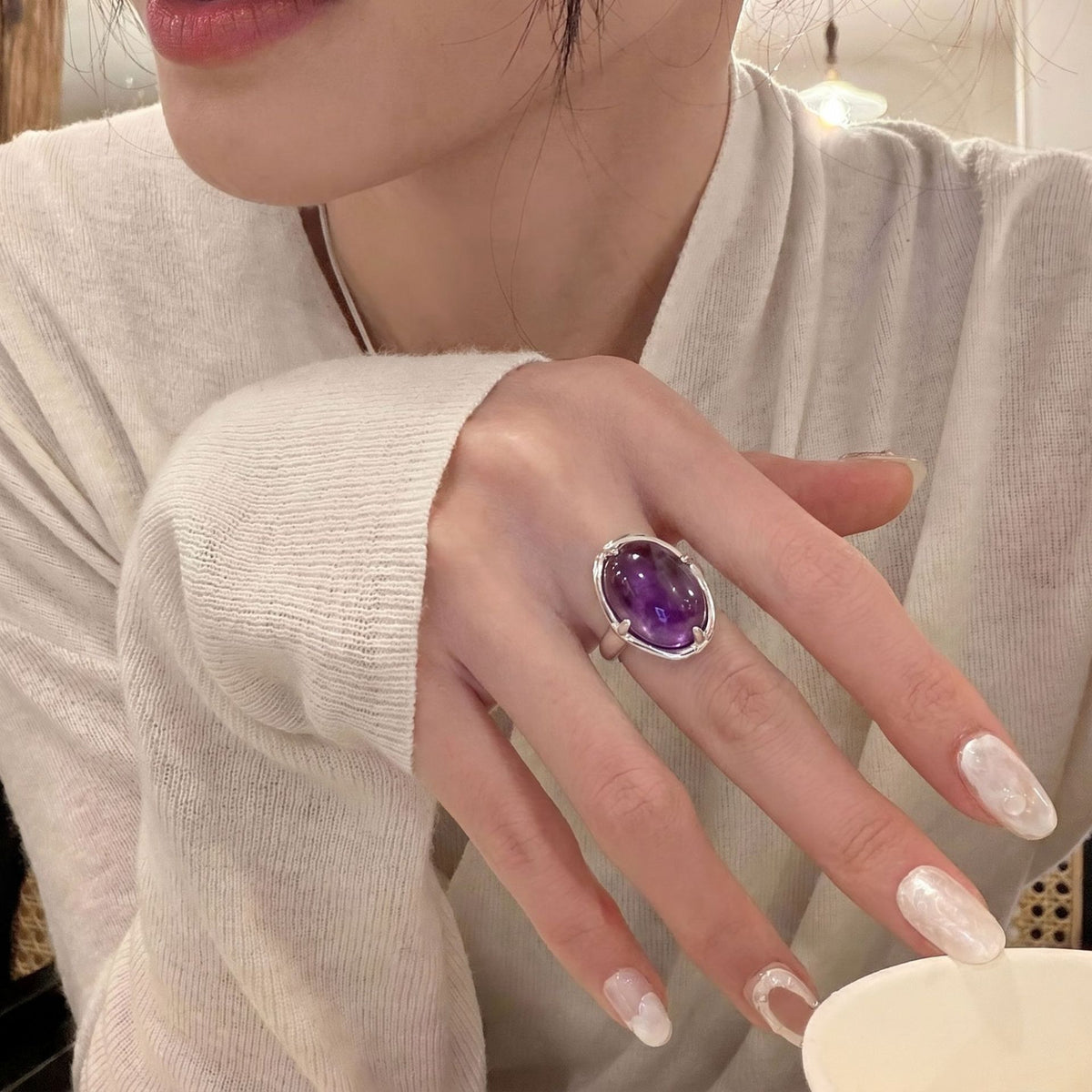 橢圓可調式復古戒指－細節特寫6｜https://igowo.tw/