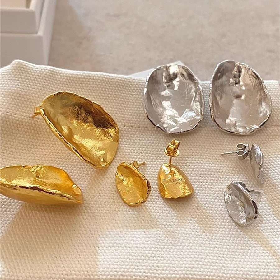 金屬圓片簡約耳釘－商品主圖｜https://igowo.tw/