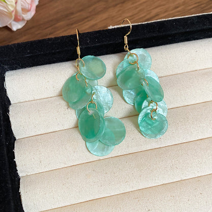 樹脂銀針貝殼花朵耳釘－細節特寫30｜https://igowo.tw/