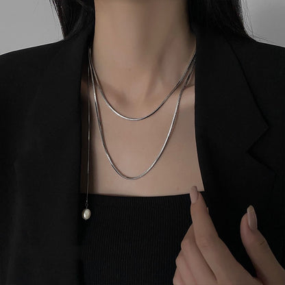 S925珍珠三角形小巧項鍊－項鍊款細節｜https://igowo.tw/