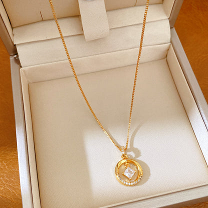 金色鋯石菱形電鍍項鍊