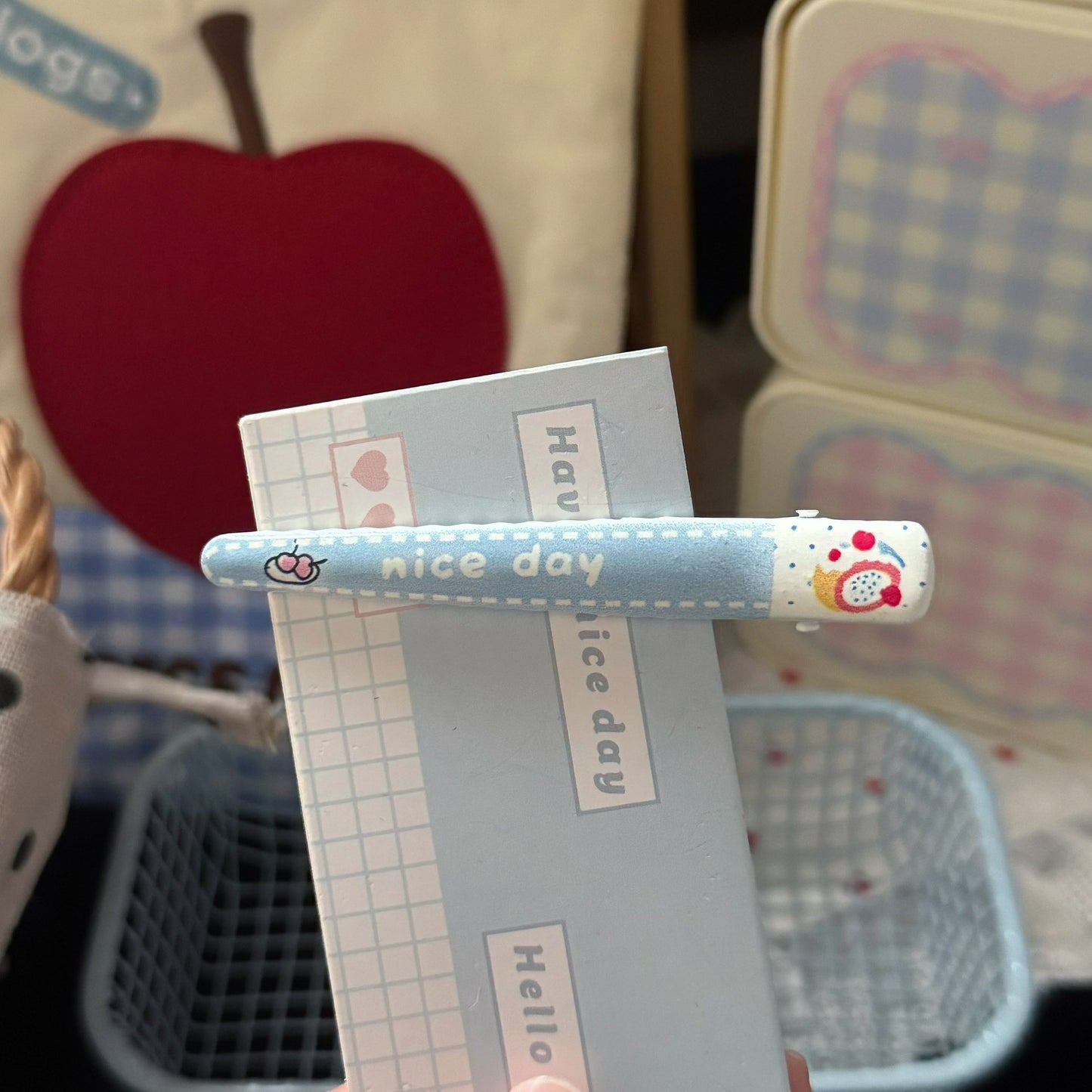 藍色格紋甜點髮夾