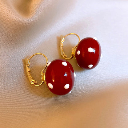 銀針安可拉紅蝴蝶結愛心圓形吊墜耳環時尚百搭耳釘輕奢高級感耳飾