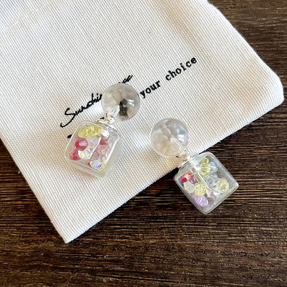 琉璃方形小巧耳釘