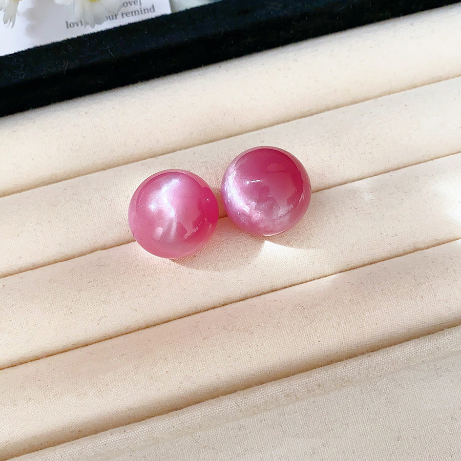 虎眼石圓形復古耳鉤