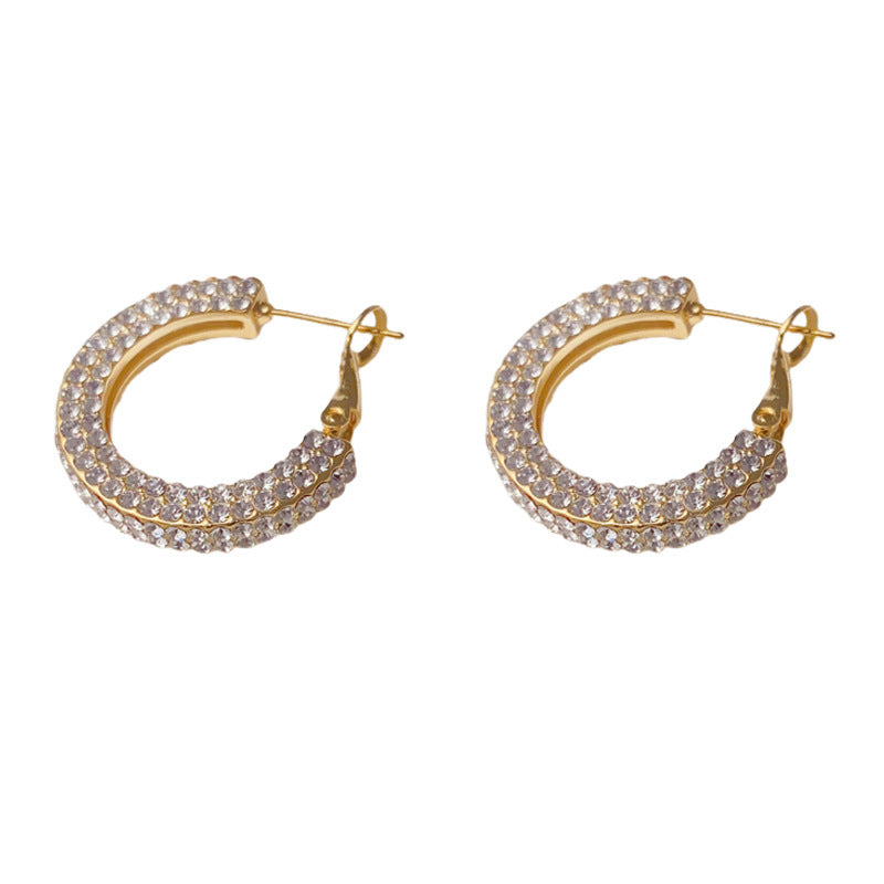 鋯石圓圈誇張耳環