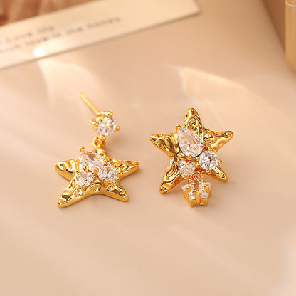 金色鋯石星星耳釘