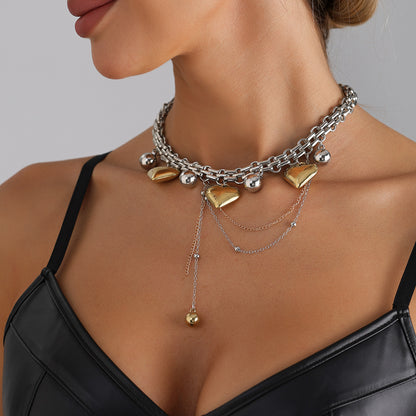 愛心流蘇誇張項鍊－商品主圖｜https://igowo.tw/