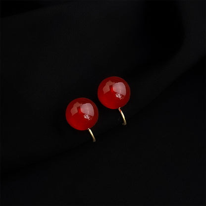 紅色琺瑯復古耳夾－細節特寫16｜https://igowo.tw/