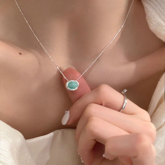 S925天然石橢圓項鍊－商品主圖｜https://igowo.tw/