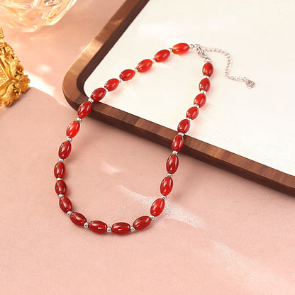 瑪瑙串珠橢圓復古項鍊