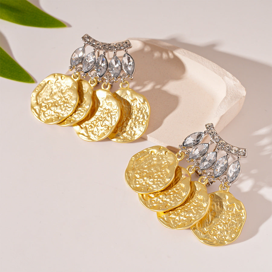 金色銀針樹葉流蘇耳釘－細節特寫7｜https://igowo.tw/