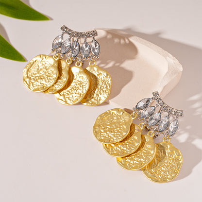 金色銀針樹葉流蘇耳釘－細節特寫7｜https://igowo.tw/