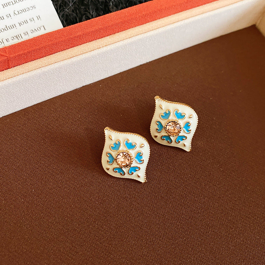 中古鑲鉆菱形愛心手鏈項鏈耳環時尚氣質首飾套裝設計感小眾飾品女