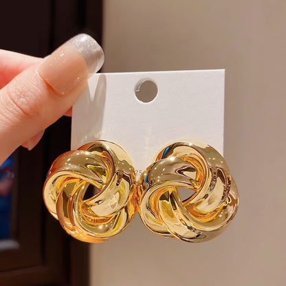 銀針法式復古金屬幾何吊墜耳釘輕奢高級感耳環設計感小眾耳飾批發