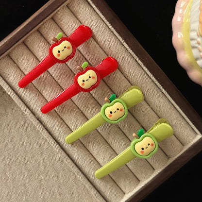 紅色蘋果卡通髮夾－商品主圖｜https://igowo.tw/