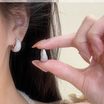 微鑲滿鉆耳環小眾設計感月牙耳釘歐美時尚小眾超閃精致仙女耳飾品