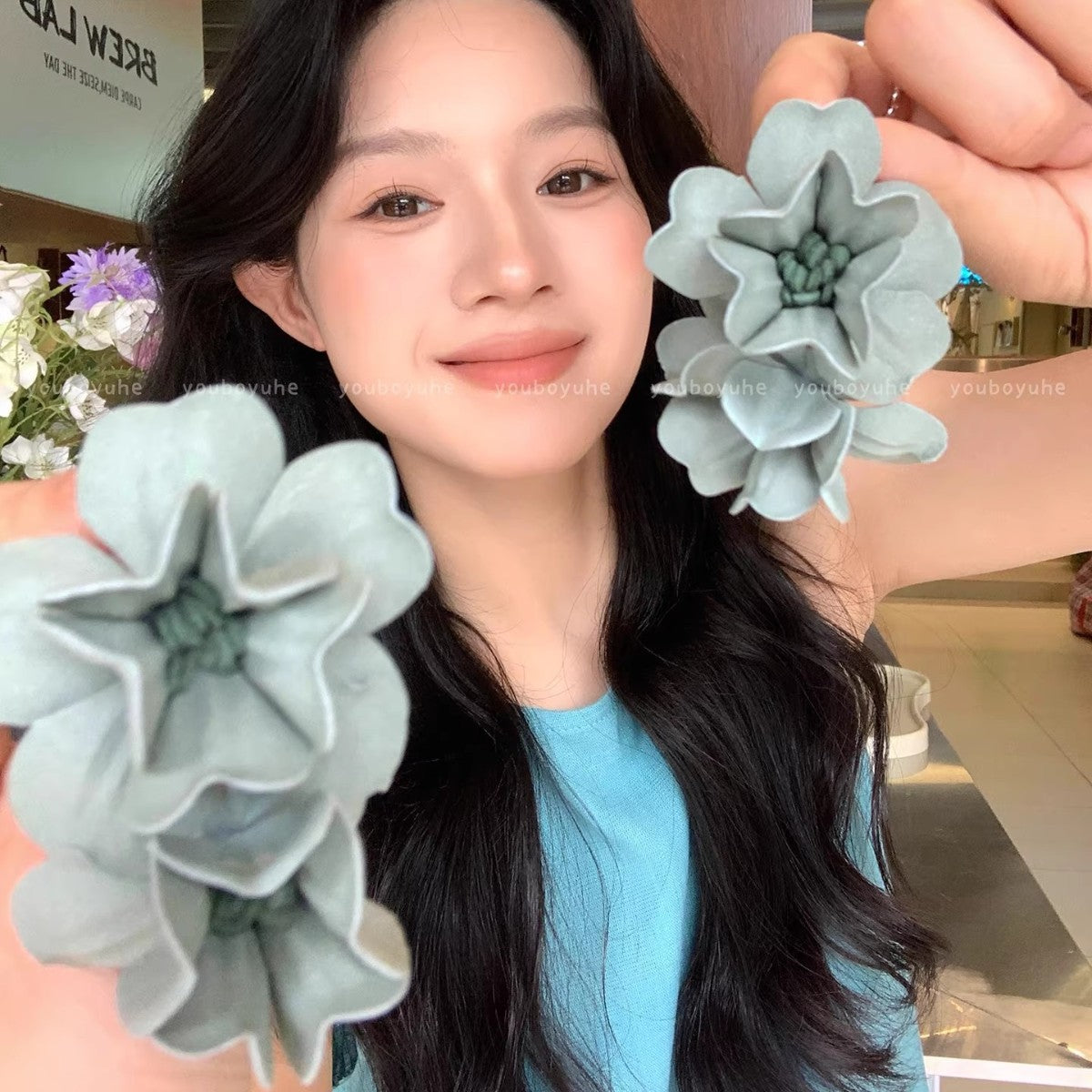 森系小清新花朵耳環