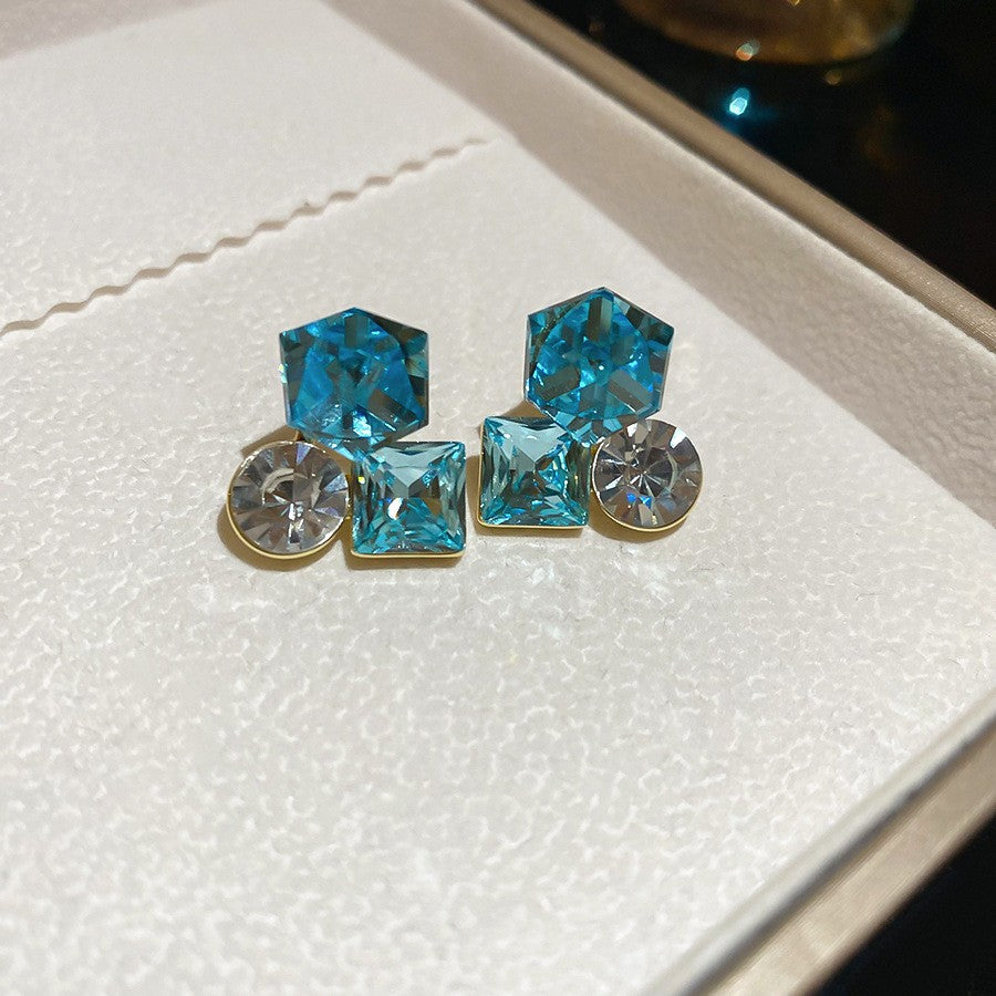 中古風銀針鋯石方形流蘇耳釘輕奢高級感新中式耳環時尚氣質耳飾女