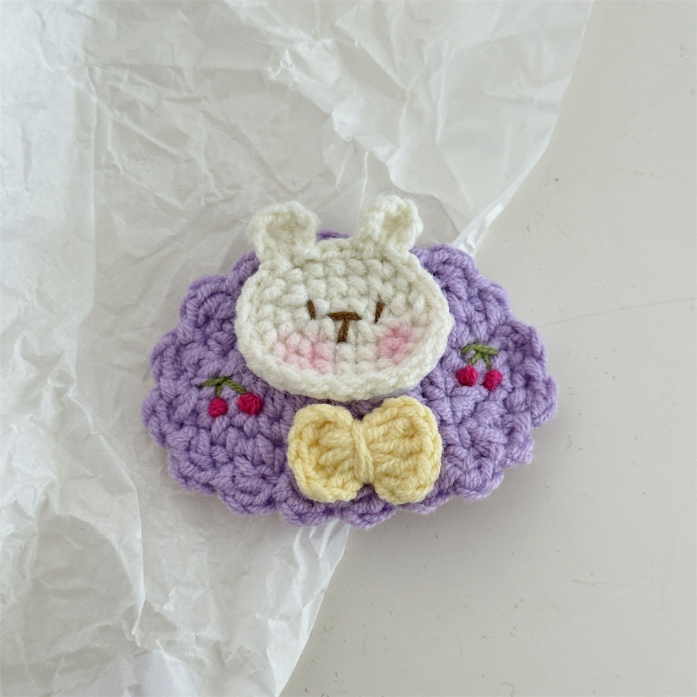 花朵刺繡編織髮夾－細節特寫2｜https://igowo.tw/