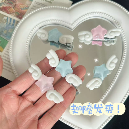 粉色星星翅膀髮夾－商品主圖｜https://igowo.tw/