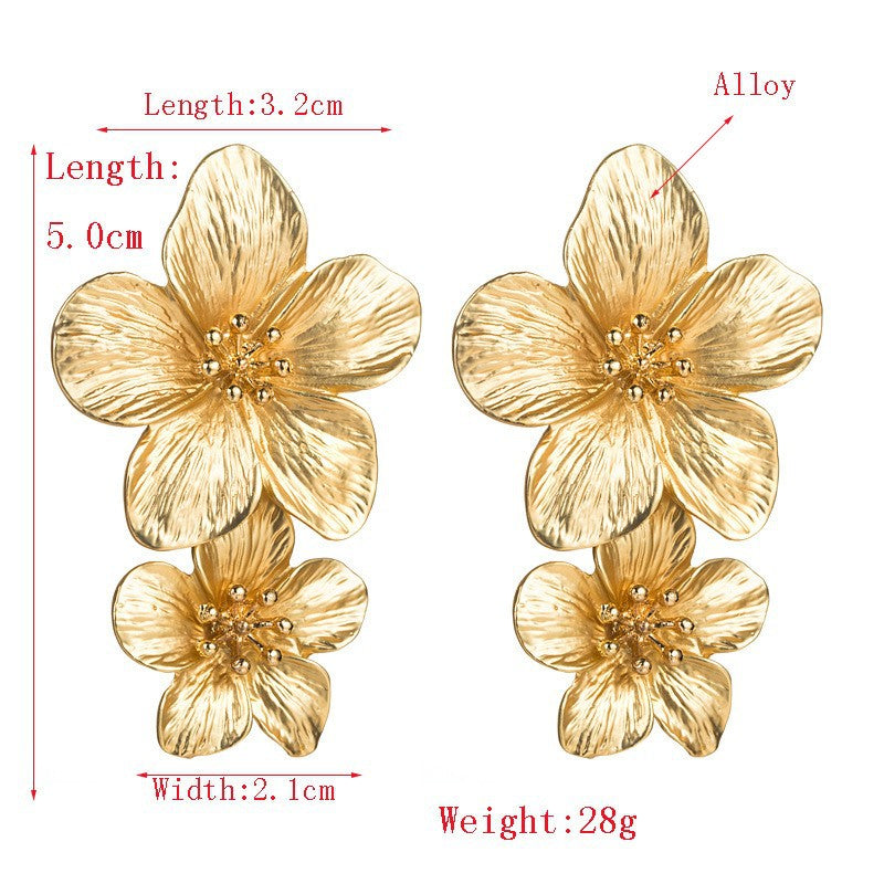 花朵垂墜耳環－黃色款實拍｜https://igowo.tw/