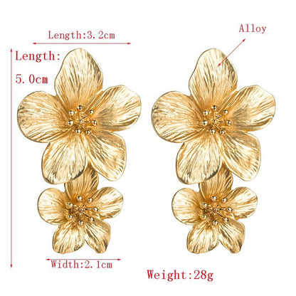 花朵垂墜耳環－黃色款實拍｜https://igowo.tw/