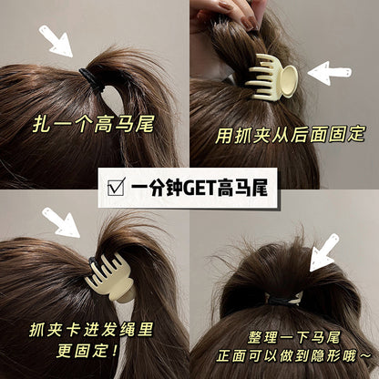 棕色簡約髮夾－淺咖款實拍｜https://igowo.tw/