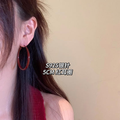 S925素圈誇張耳環－金7cm款細節｜https://igowo.tw/
