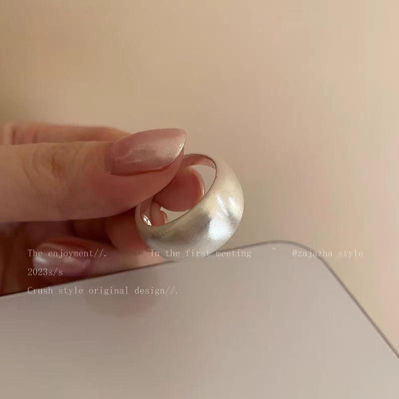 啞光銀色拉絲戒指女輕奢高級感冷淡風食指戒百搭小眾設計開口指環 J954啞銀A/開口可調節