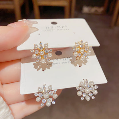 珍珠鋯石雪花耳扣－商品主圖｜https://igowo.tw/
