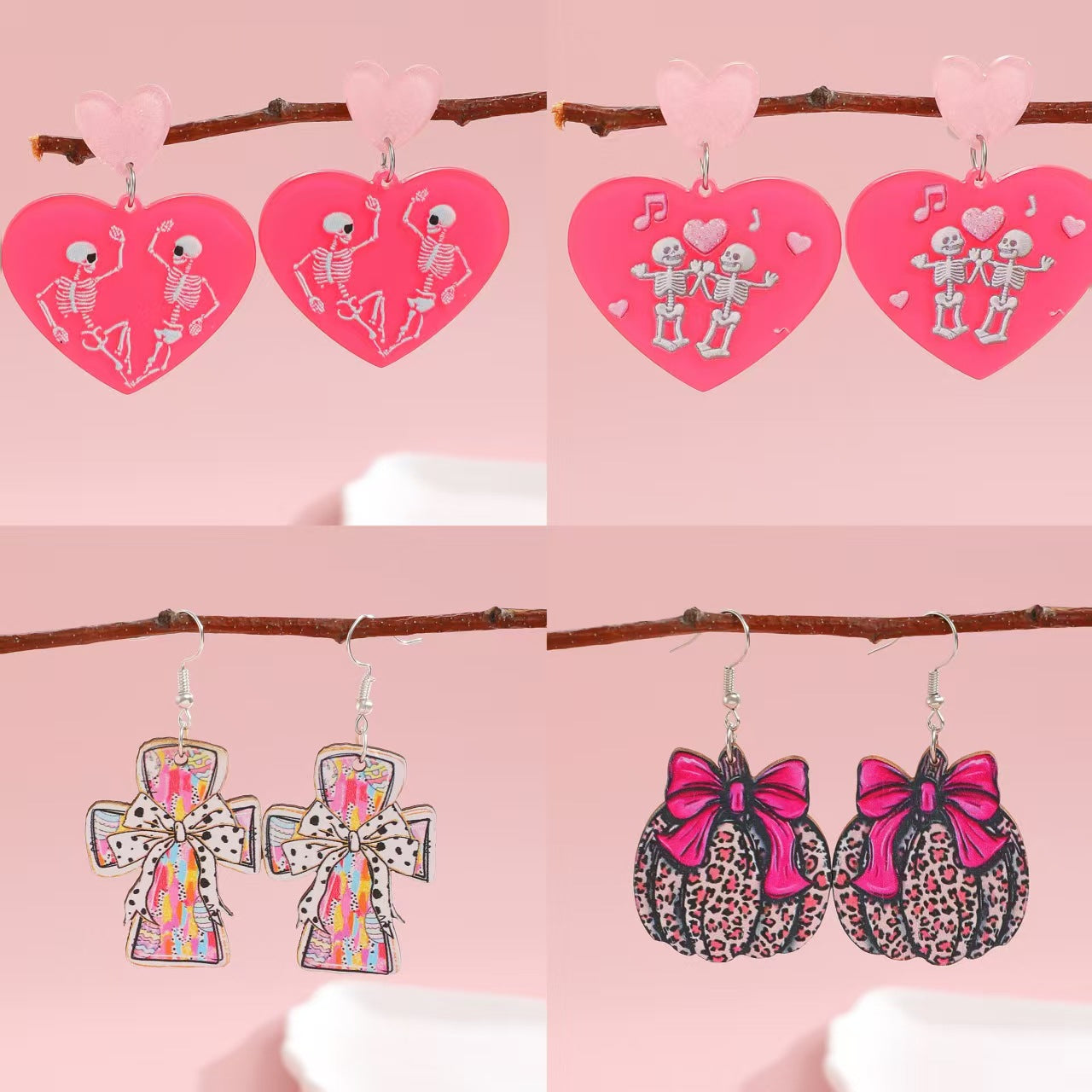 紅色壓克力愛心耳釘－商品主圖｜https://igowo.tw/